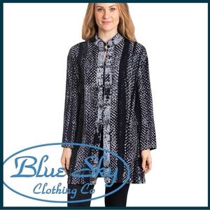 Blue Sky Black/Grey Mandarin Collar Asia Jacket Tunic Top (XS)
